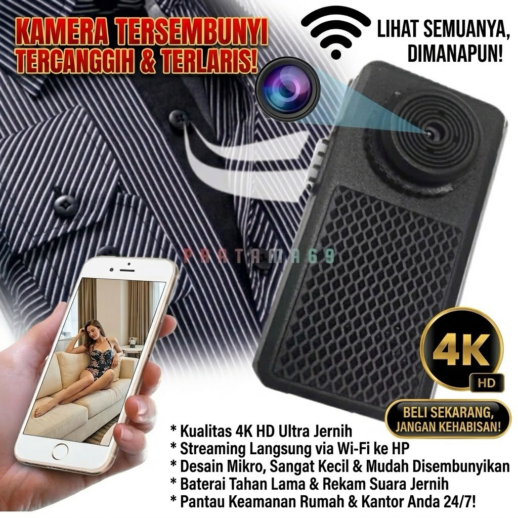 Camera Mini Wifi Kancing Baju HD Kamera Tersembunyi