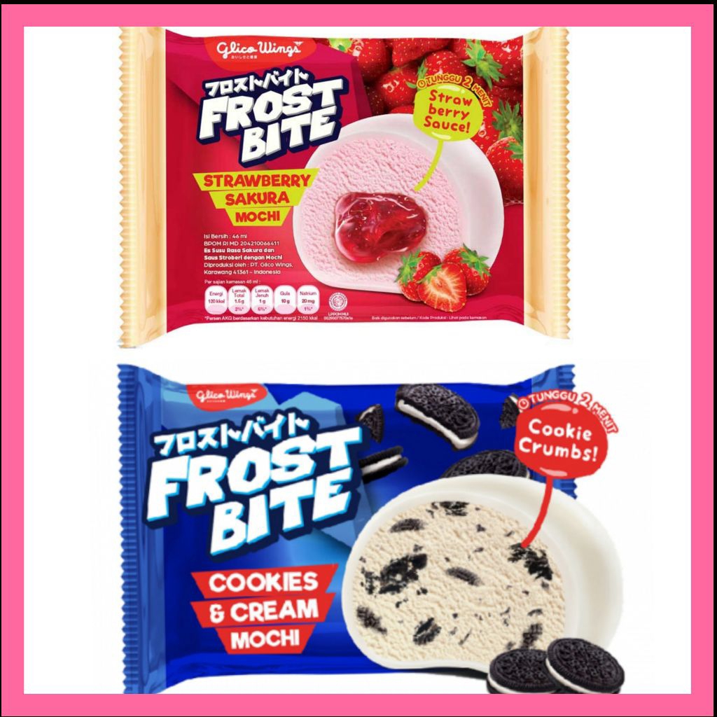 glico wings frost bite mochi es krim ice cream stroberi cookies 45ml