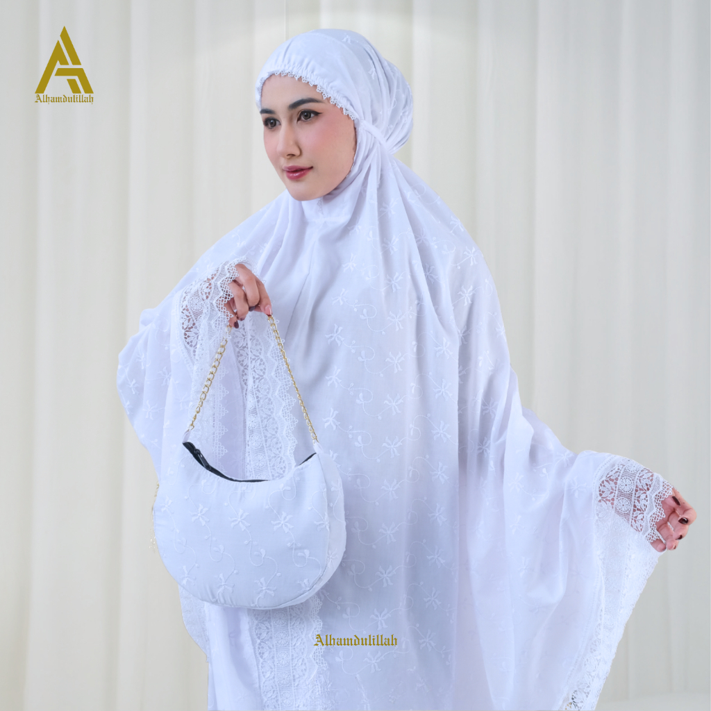 ALHAMDULILLAH - Mukena Dewasa Premium Katun Paris Bordir Penutup Dagu Syarifah Series