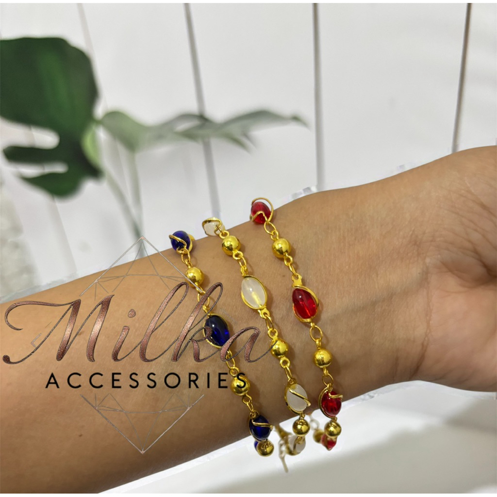 GELANG PERMATA BATU LAPIS EMAS TITANIUM GELANG WANITA KEKINIAN