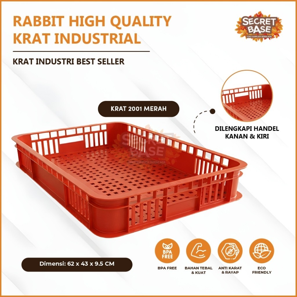 RABBIT HIGH QUALITY KRAT INDUSTRIAL 2001 - Keranjang Serbaguna / Krat Industri Tebal