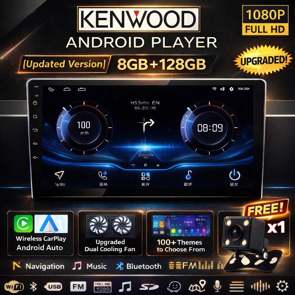 NEW KENWOOD Head Unit Android Octa Core 8GB+128GB Car Player 9/10 Inch MP5 GPS Bluetooth WiFi DSP Wi