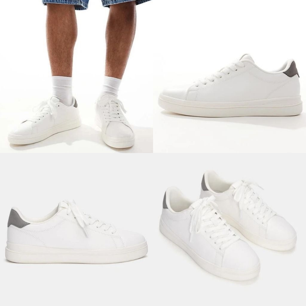 PULL&BEAR SEPATU CASUAL TRAINER LACE UP WHITE BARU ASLI ORIGINAL