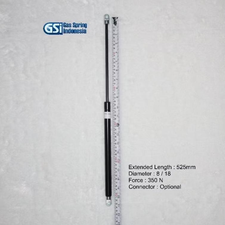 Gas Spring Hidrolik. Stroke 220  mm, panjang 525 mm,  350 Newton