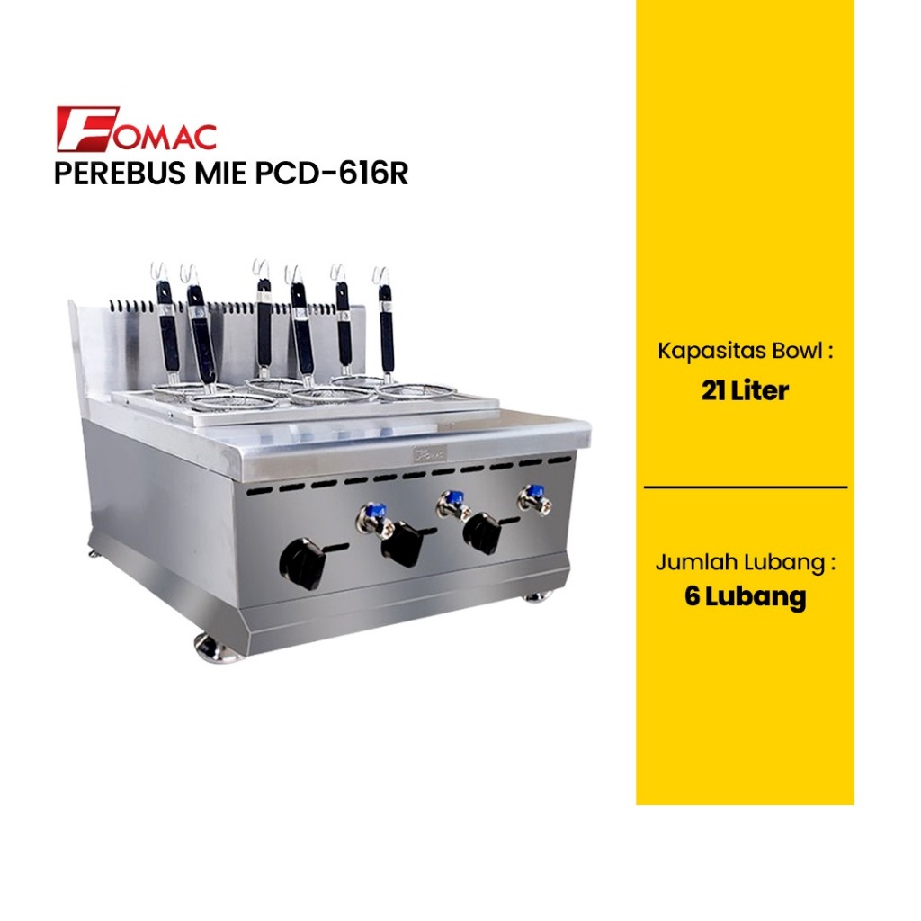 FOMAC Mesin Perebus Mie Mesin Pasta Cooker Perebus Mie 6 Lubang PCD-616R PCD616R FOMAC