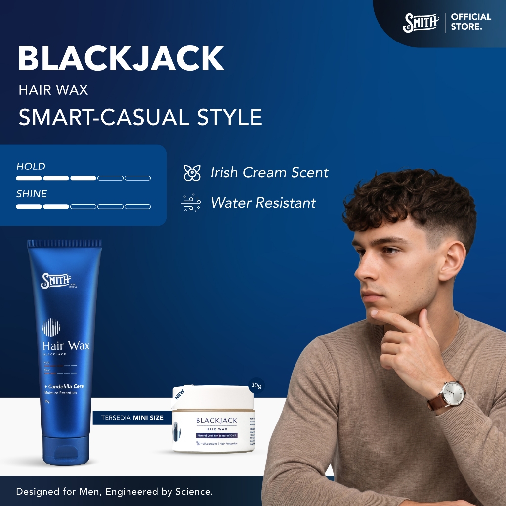 Smith Men Supply - Blackjack - Premium Hair Wax 85gr | Wax Rambut | Hair Wax | Wax Hair Styling | Mi
