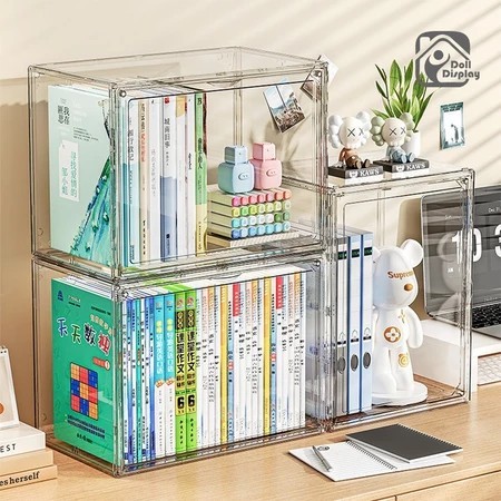 Kotak Penyimpanan Buku Kotak Penyimpanan Transparan Kotak Display Akrilik Rak Buku Desktop