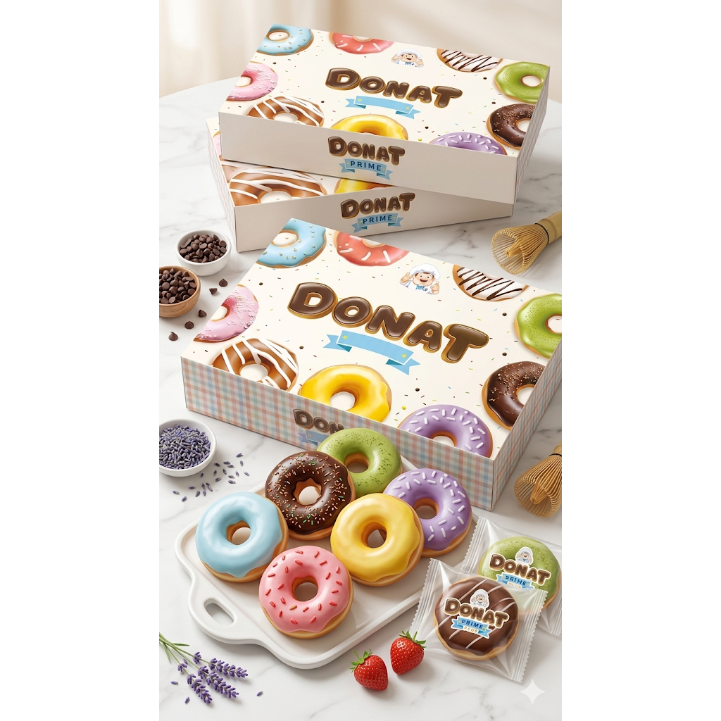 Box donat ivory/dos donat motif/dos donat isi 3/box donat isi 6