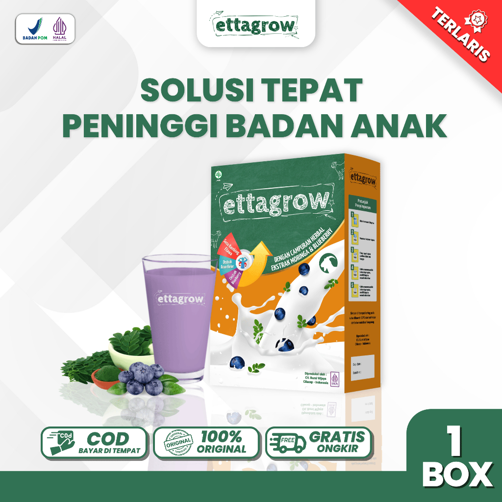 ETTAGROW - Susu Superfood Membantu Masalah Tinggi Badan Anak Usia 2-13 Tahun HALAL BPOM