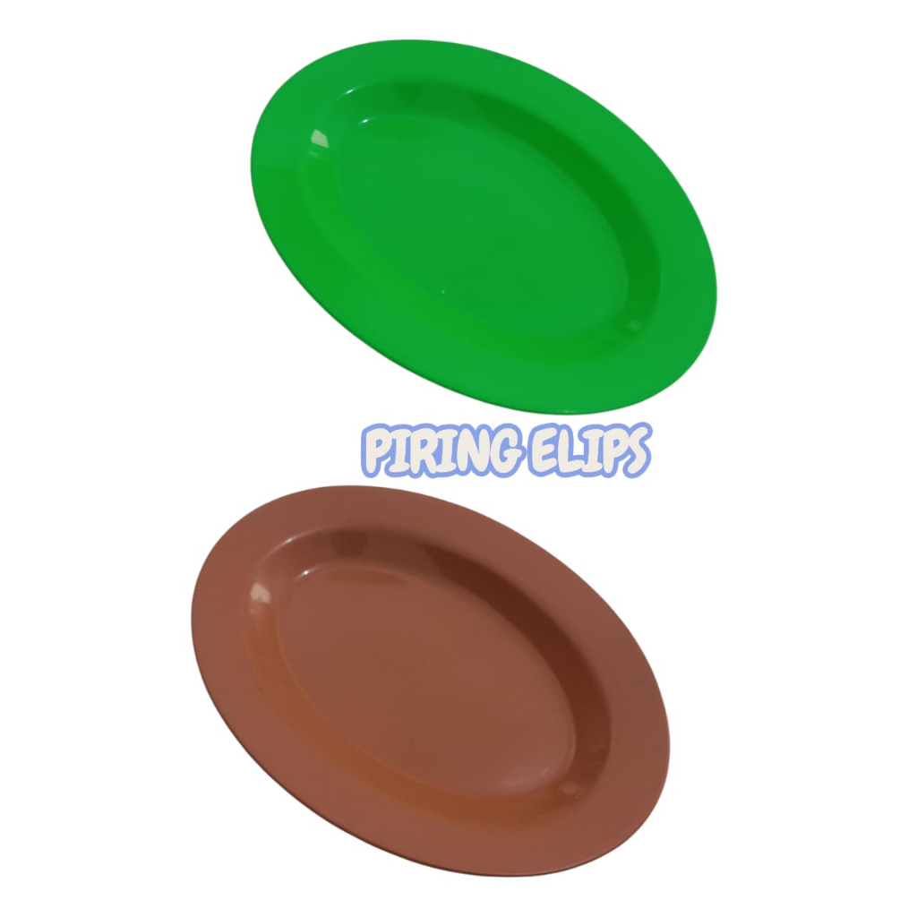 PIRING PLASTIK ELIPS / PIRING MAKAN PLASTIK ELIPS / ELIPS COKLAT DAN HIJAU