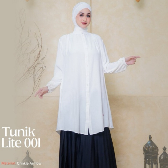 NIBRAS TUNIK LITE 001 (Broken White, Black, Sky Blue, Khaki) Atasan Tunik Wanita Daily Fashion Musli