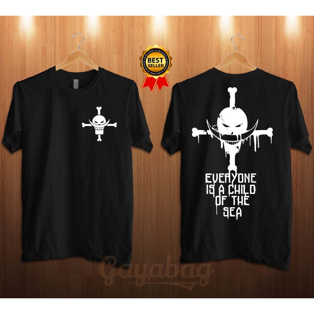 Tshirt kaos baju lengan pendek unisex anime one piece bajak laut shirohige whitebeard pirates 004 be