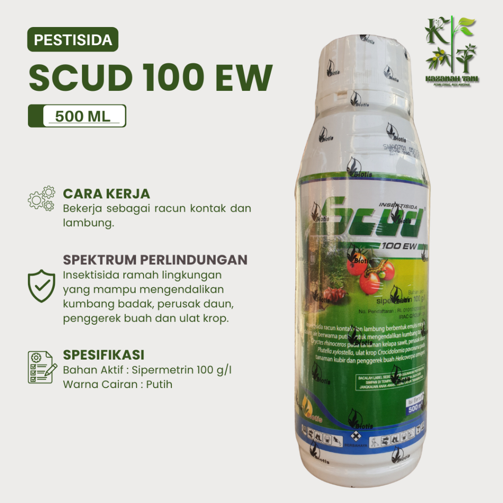 Insektisida Scud 100 EW 500 ml - Sipermetrin Kumbang Tanduk Penggerek Buah Perusak Daun