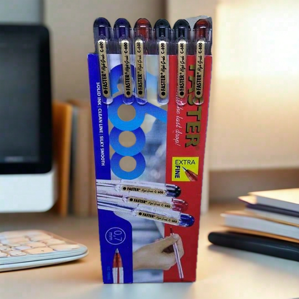 Pulpen Faster C600 Hitam Asli / Pulpen Faster / Pena Faster 1 Pack isi 12 pcs