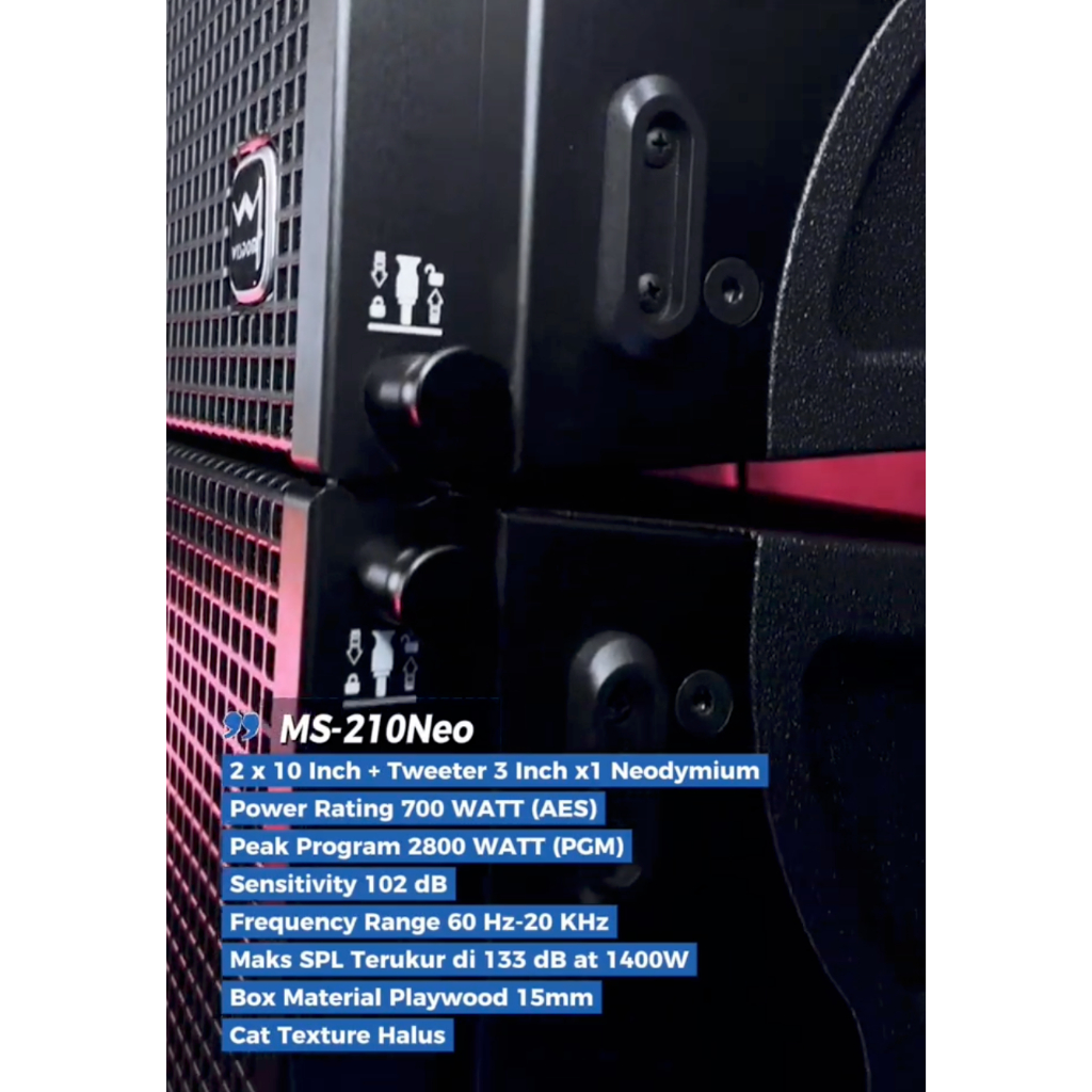 (JUAL 1 HARDCASE ISI 2 BUAH) Wisdom MS-210NEO / MS 210 Neo – Speaker Line Array 10 Inch Speaker dengan Hardcase Wisdom