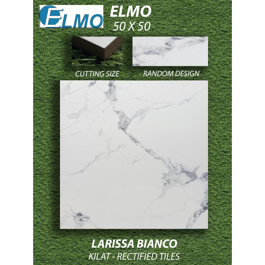 [RIAU ONLY, CHAT SEBELUM CO] Keramik Lantai 50X50 Elmo Larisa Bianco [Cutting Size / Rectified] , Ki