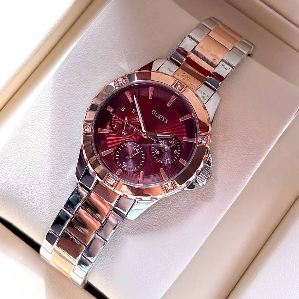 Jam Tangan Guess Original Wanita Dial Maroon Deep