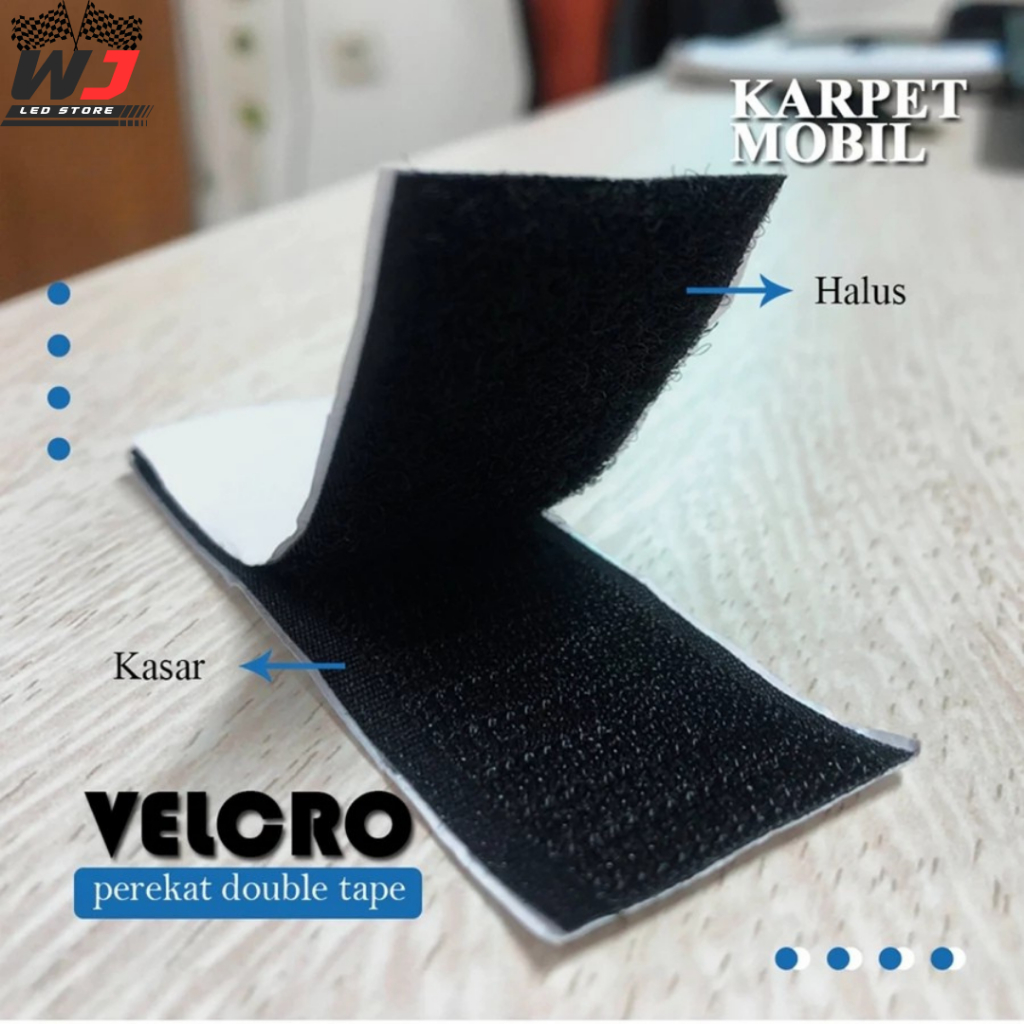 Premium Velcro Perekat Double Tape , Perekat Karpet untuk semua Mobil Universal panjang 2 Meter