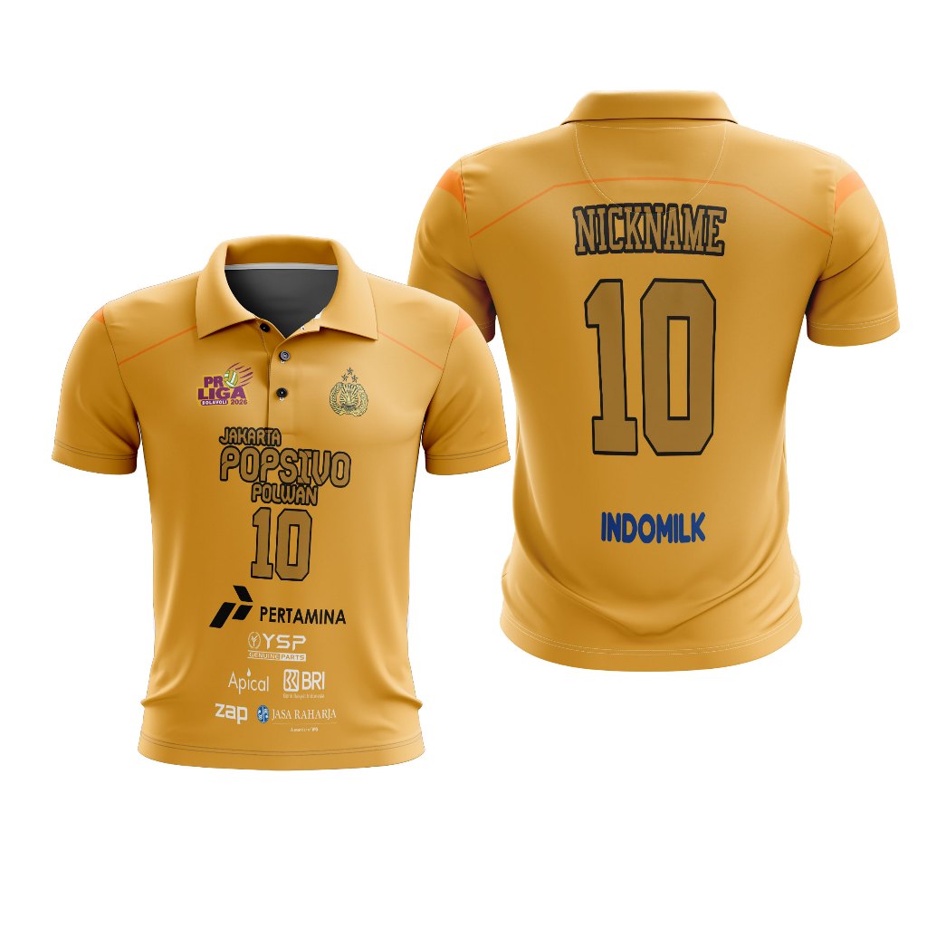 Baju Kaos Polo Wangki Dewasa ProLiga Jakarta Popsivo Polwan 2026 Voli Olahraga Volley Custom Full Pr