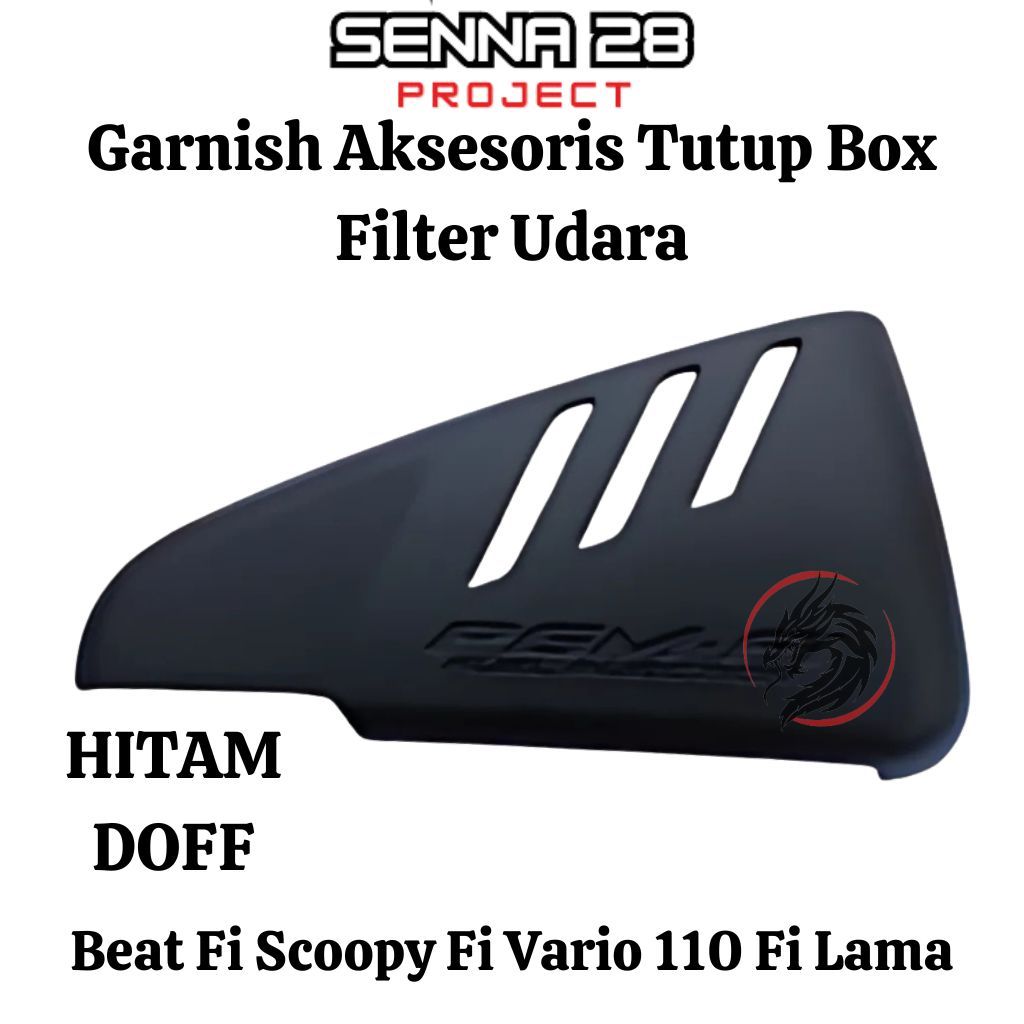 Garnish garnis crom variasi tutup box filter udara honda beat fi non esp Hitam Doff