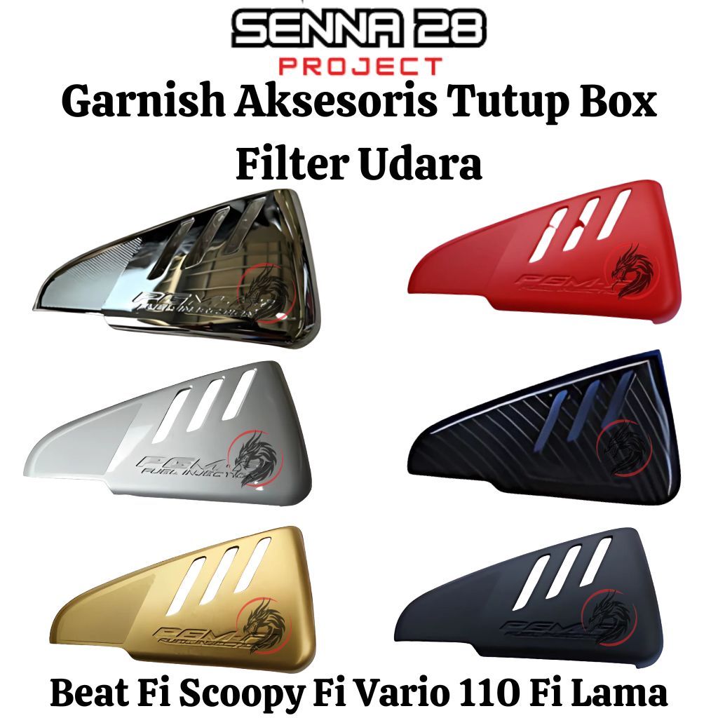 Garnish Crom Aksesoris Variasi Tutup Box Filter Udara Beat Fi Scoopy Fi Vario 110 Fi Lama
