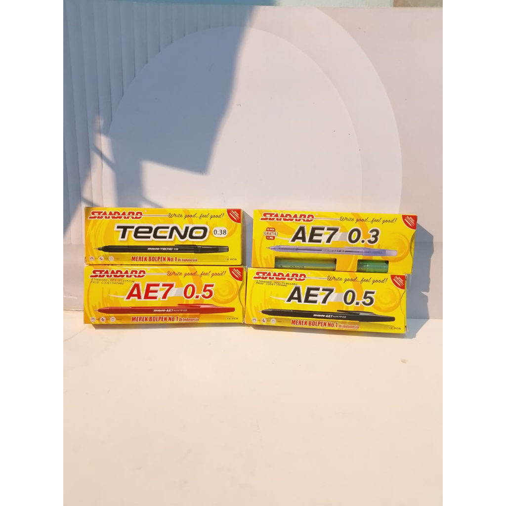 Pulpen Standard AE7 0.5, AE7 0.3 dan TECNO (1 pack isi 12pcs)