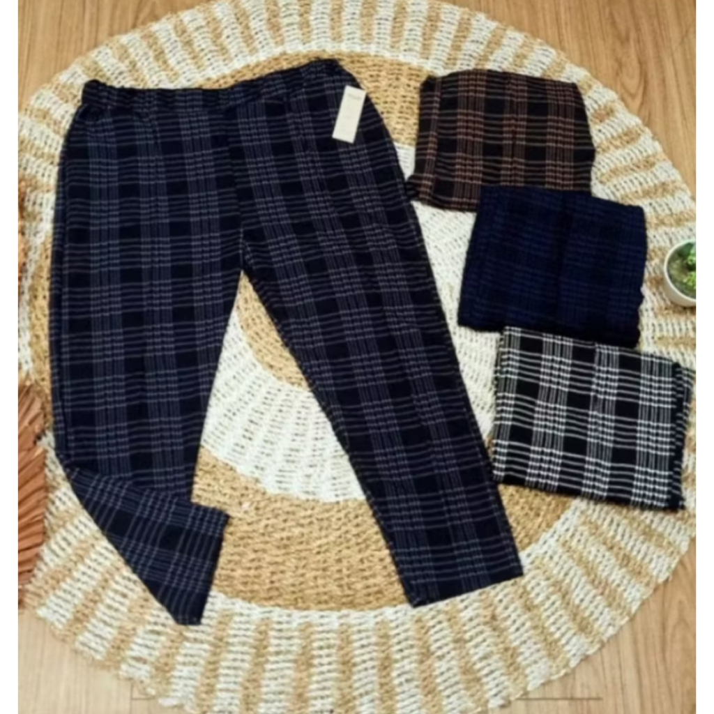 BIG SALE CELANA LUNA BAGGY PANTS KOTAK KOTAK SUPER JUMBO SCUBA PREMIUM