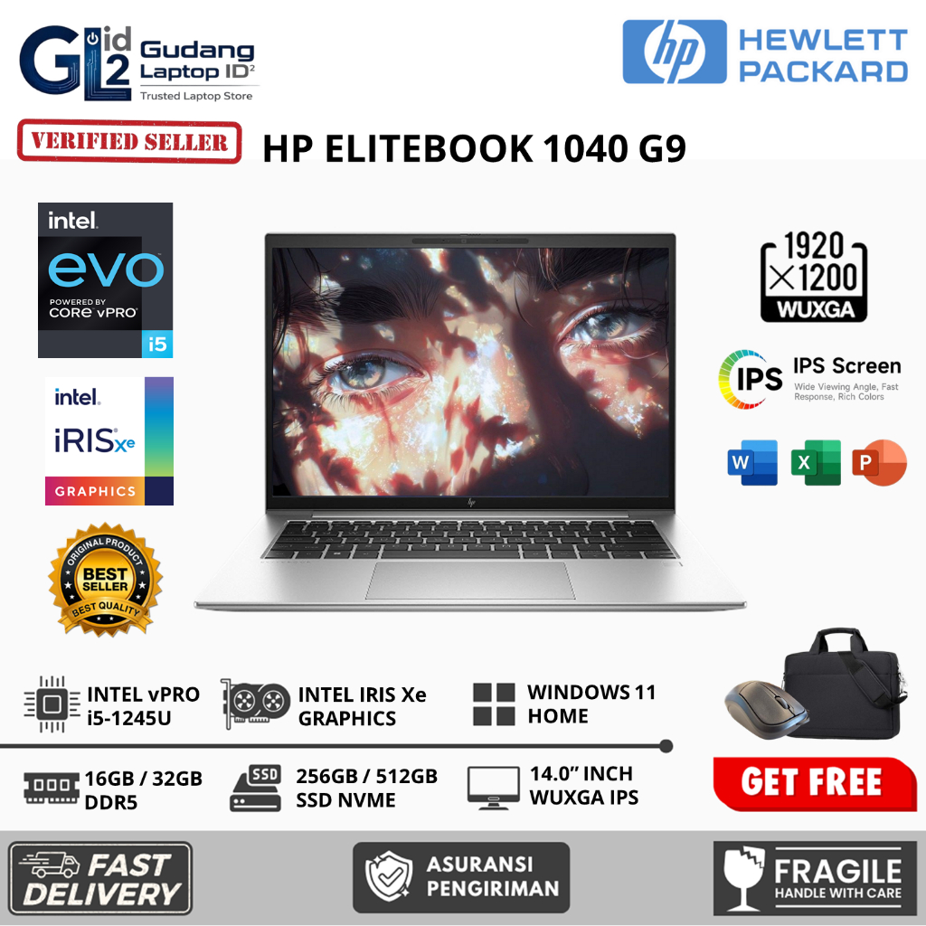 Laptop HP Elitebook 1040 G9 Intel Vpro I5 1245U Ram 32GB SSD 1TB 14.0" WUXGA IPS Windows11