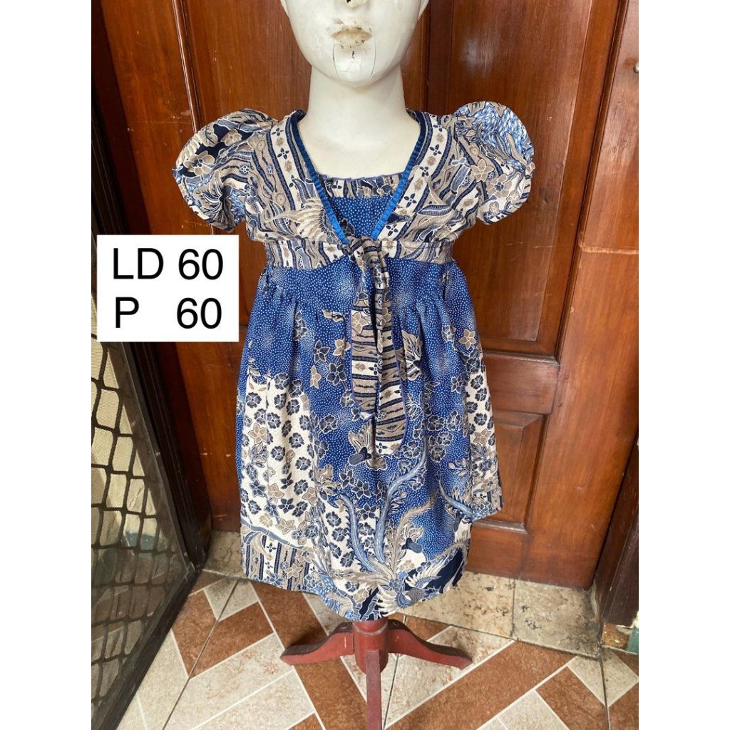 Batik Nana Karlina Dress Batik Anak Midi Dress Lengan Balon