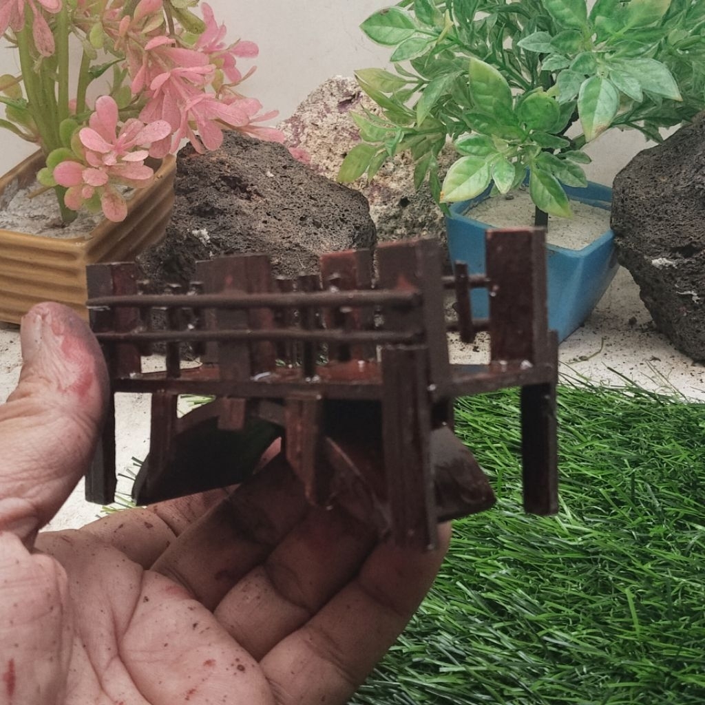 miniatur Hiasan Aquascape jembatan 11cm dari PVC