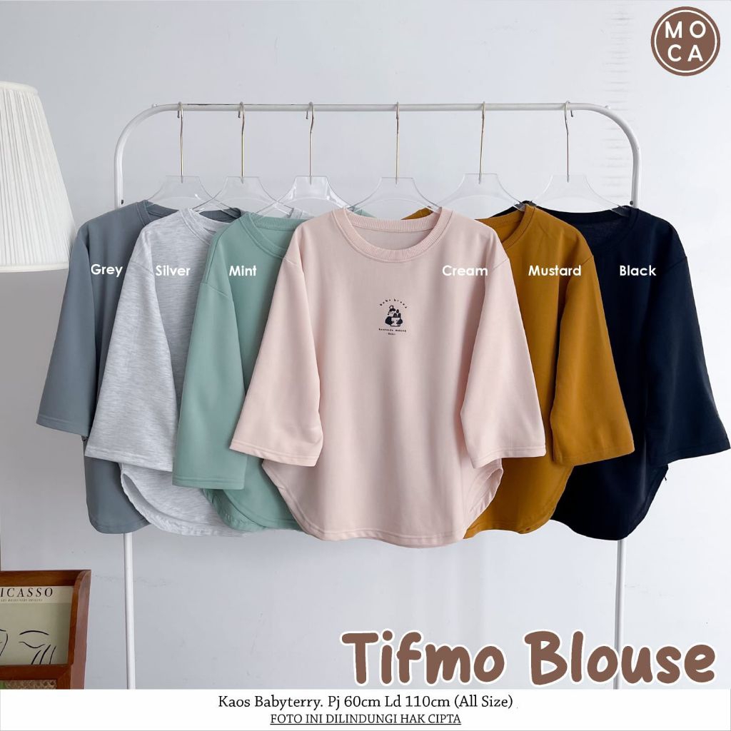 Tifmo Blouse Atasan Jumbo Allsize Premium Knit Uniqlo Original Moca Berlabel