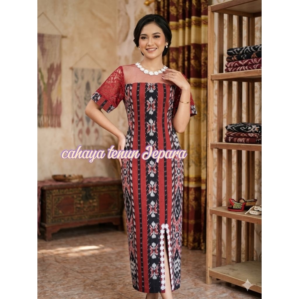 baju long dress sepan kain tenun jepara CAHAYA TENUN JEPARA