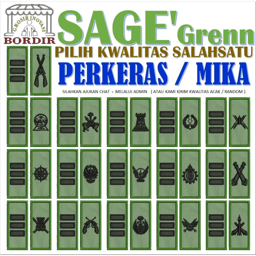 2 PANGKAT KAPTEN CORP KORP CORPS PDL SAGE GREEN TNI AD STAFF BORDIR LAGI EMBROIDERY GIB
