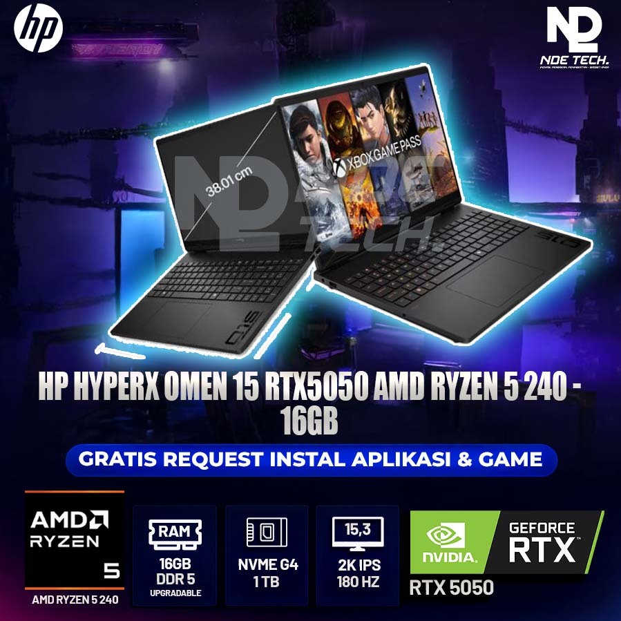 HP HYPERX OMEN 15 RTX5050 AMD RYZEN 5 240
