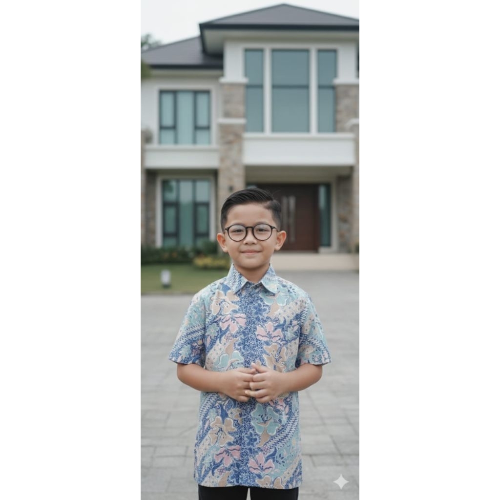 KEMEJA BATIK ANAK COWOK BAJU BATIK ANAK LENGAN Pendek UMUR 2-13 TAHUN