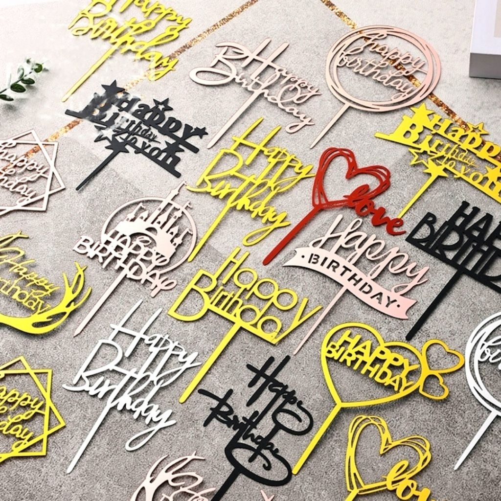 10 Pcs Acrylic Cake Topper Happy Birthday Medium