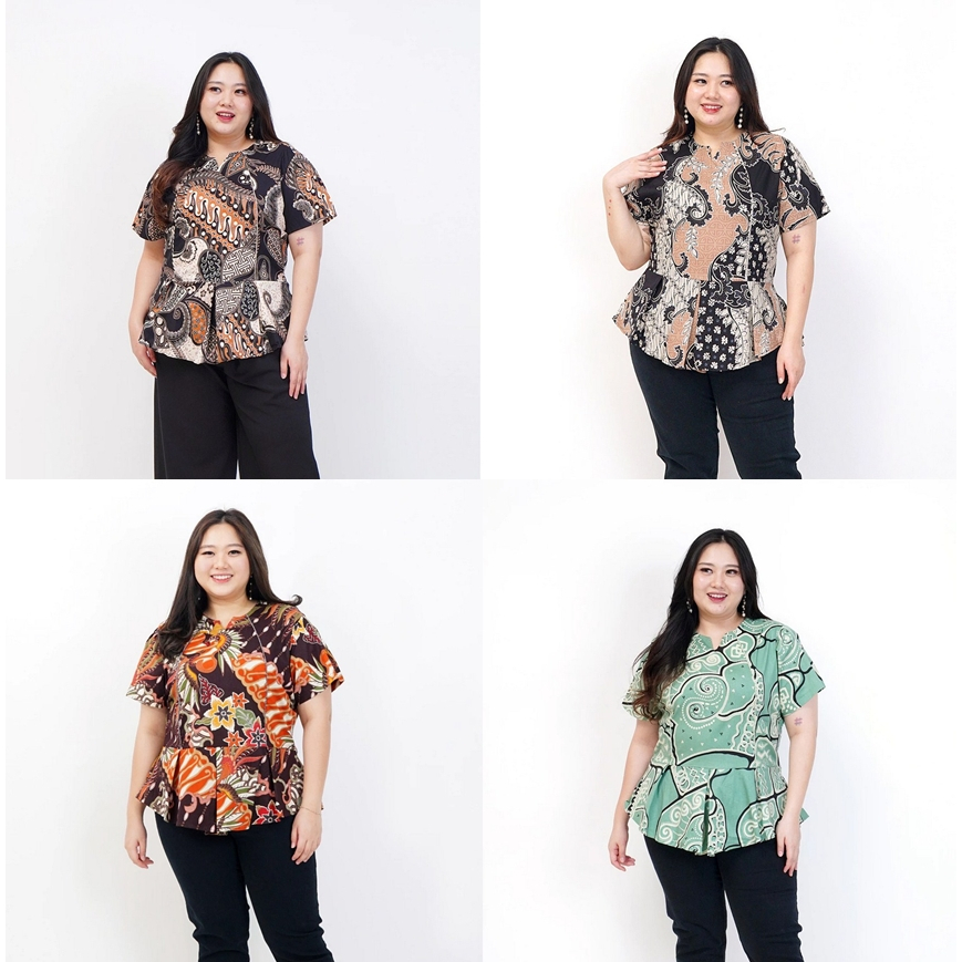 BAJU BLOUSE BATIK WANITA 318 BCD OVERSIZE JUMBO BIG SIZE PREMIUM KEKINIAN BAJU HAMIL CEWEK GEMUK GEN