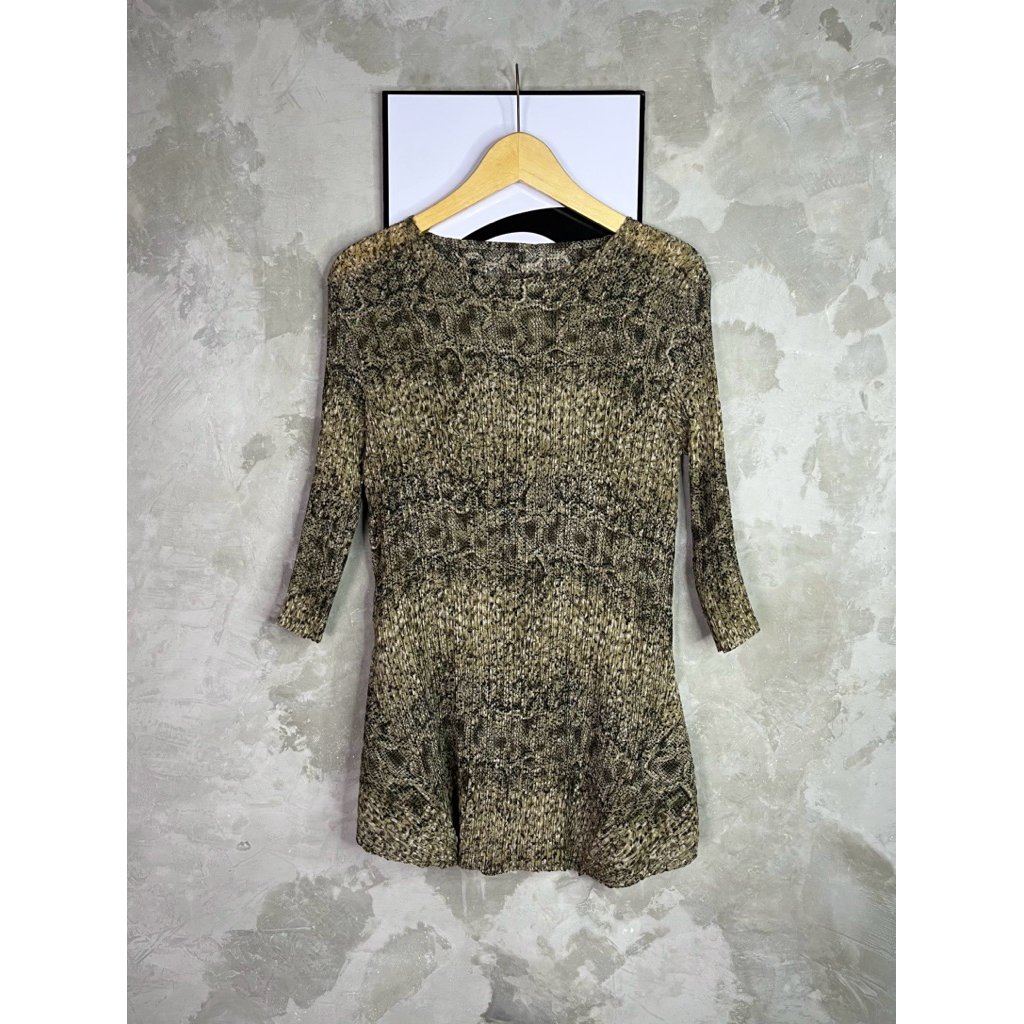 Pleatsme Pleated Snakeskin Print Tunic Dress Issey Style