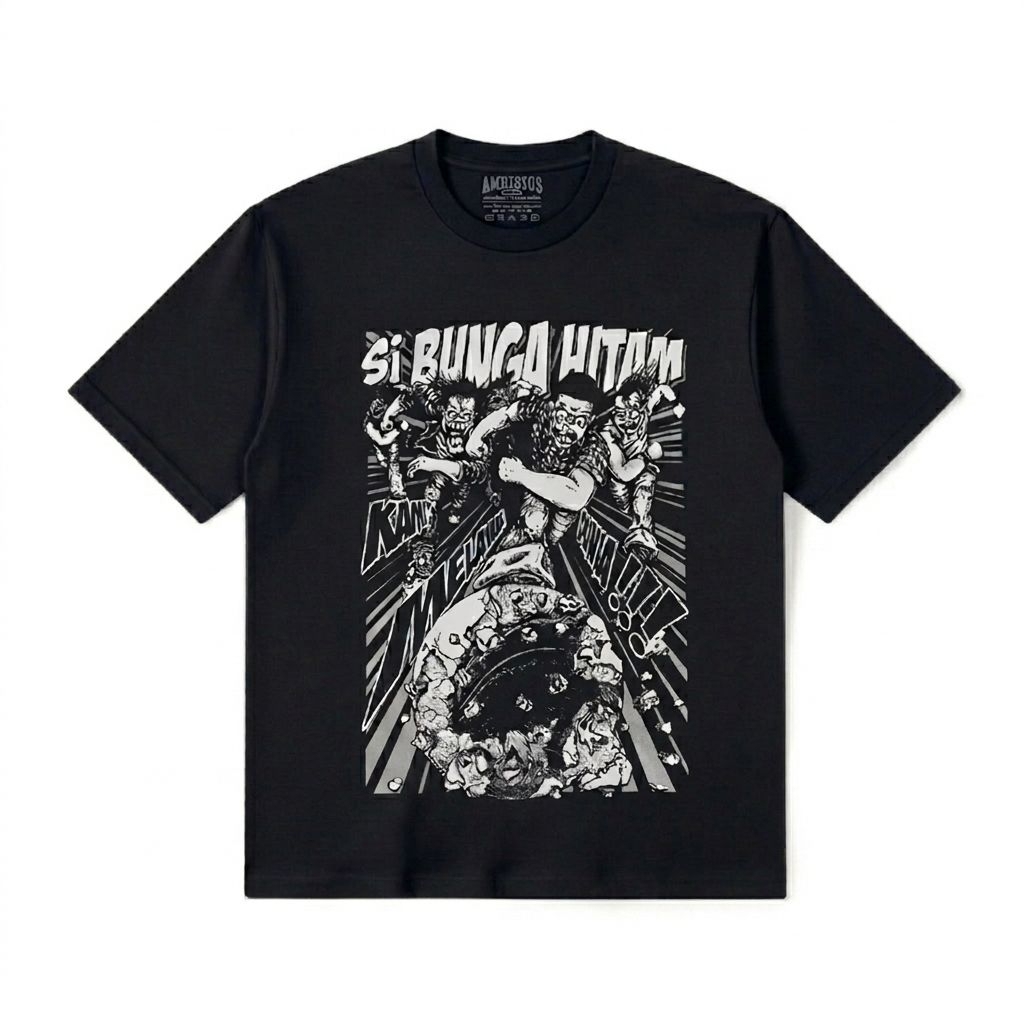 Kaos Band Punk Si Bunga Hitam Kami Melawan Dunia Lengan Pendek Katun Combed 24s Reguler Fit Baju Sab