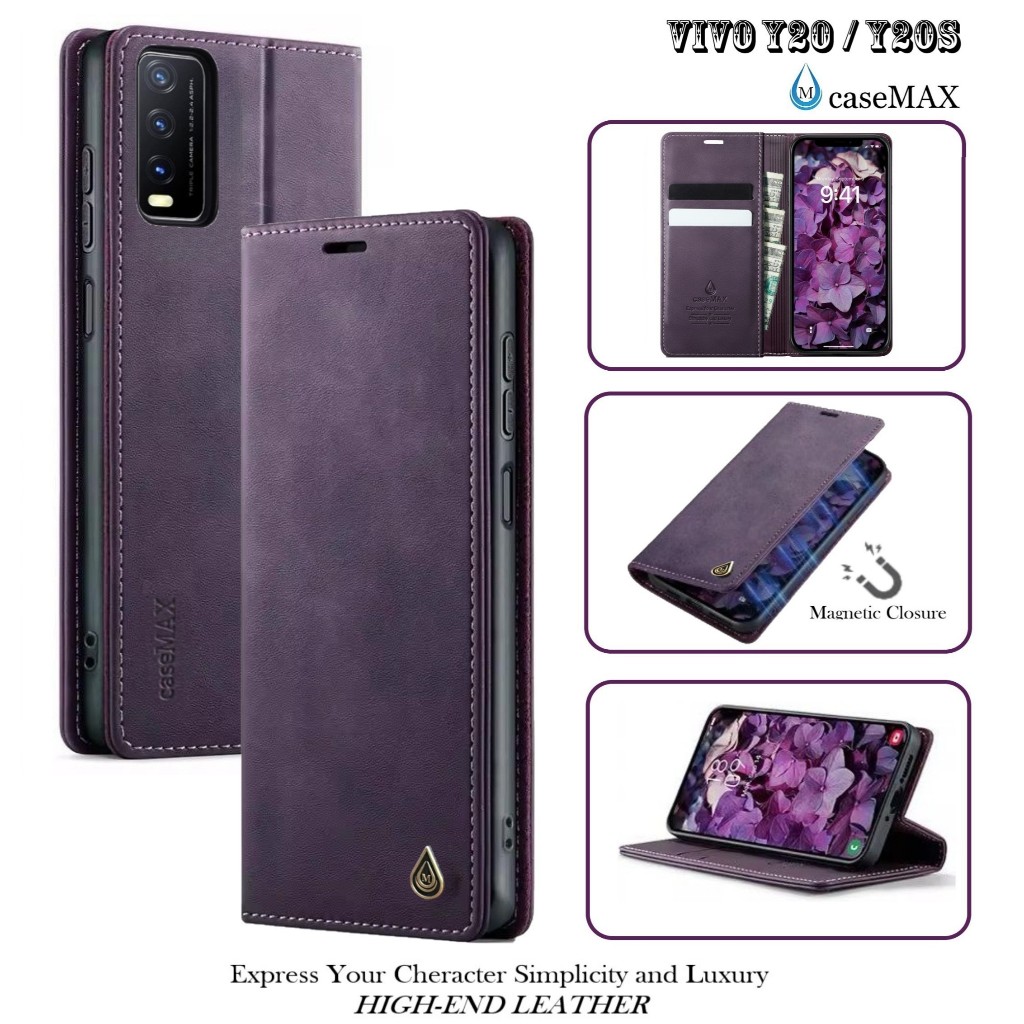 Flip Case VIVO Y20 / VIVO Y20S Case Wallet Kulit Casing Dompet Case Wallet Leather Flip Case VIVO Y2