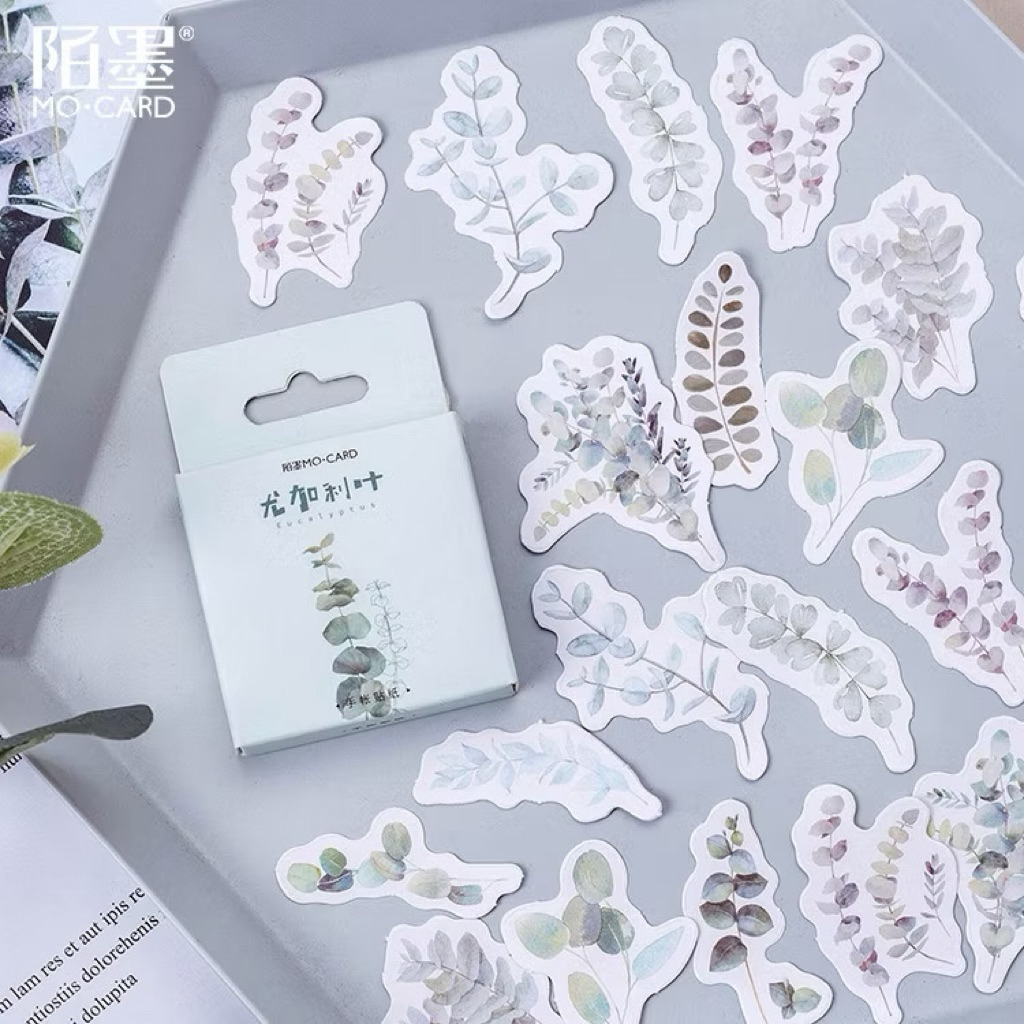 45 pcs Stiker Kertas Motif Daun & Tanaman - Dekorasi Kreatif Scrapbook, Planner, Jurnal, Freebies