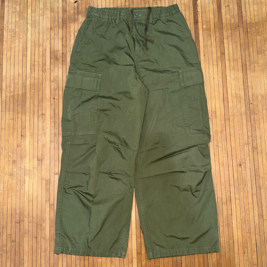 GU By UNIQLO SUPER WIDE GREEN ARMY BALLOON TROUSERS PANTS play cdg wtaps
