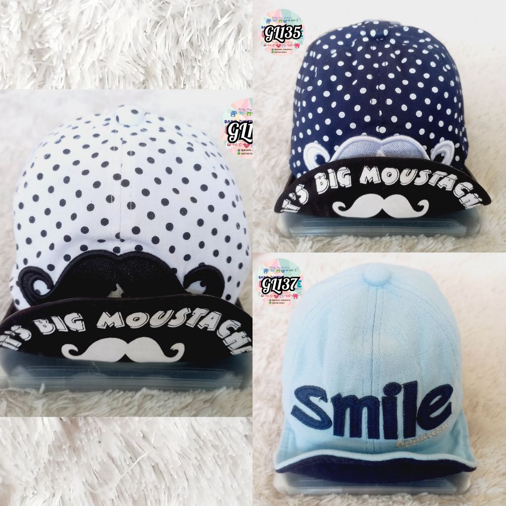 GL135 GL137 - import - topi bayi kids cap - blue / navy / white - boy