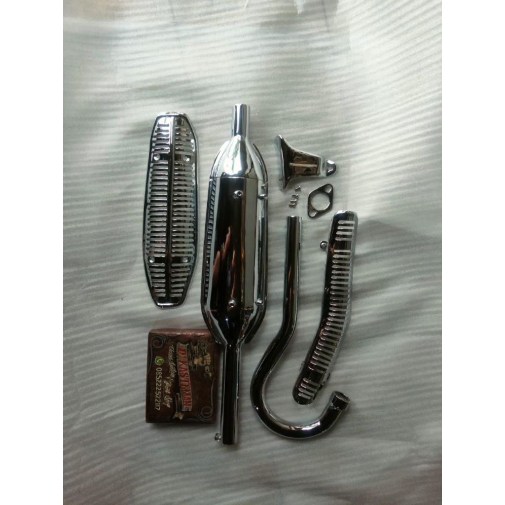knalpot model honda cl 125 ,100 full chrome garis