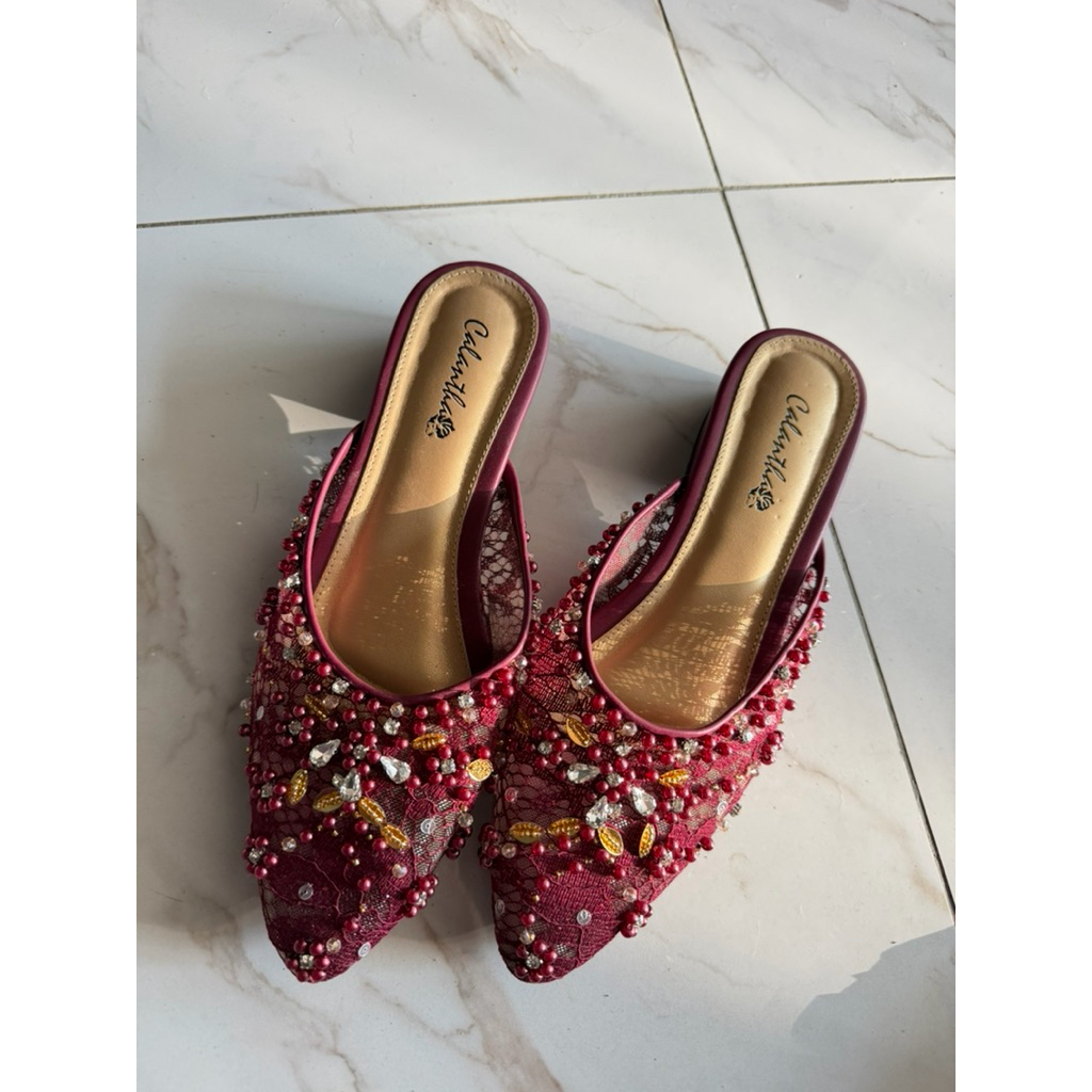 Preloved Heels Wedding 3cm Deu Calantha Maroon