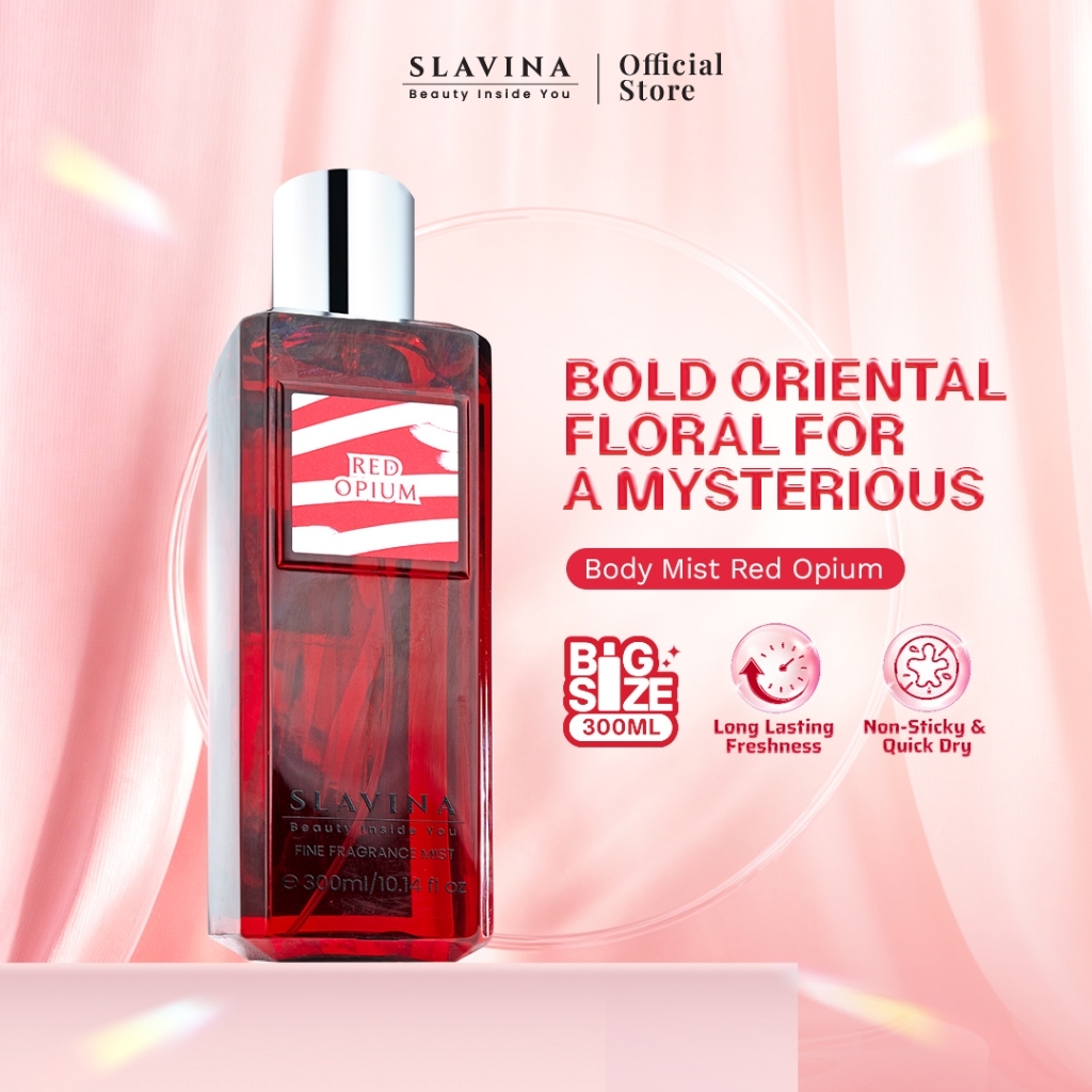 SLAVINA Body Mist Red Opium by Nagita Slavina – Parfum Wanita Tahan Lama & Minyak Wangi Premium Sexy