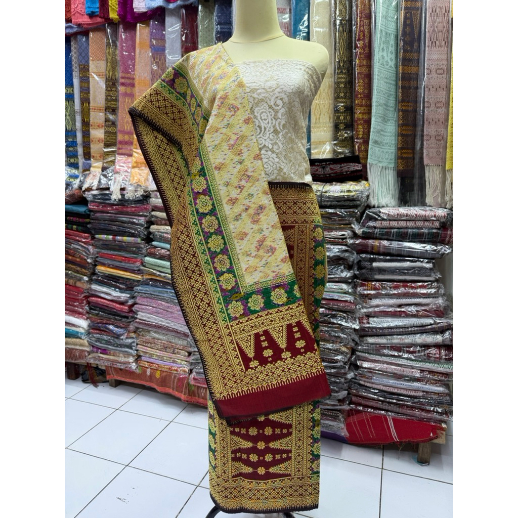 SONGKET PALEMBANG ASLI TENUN MOTIF 3 NEGRI BENANG SUTERA
