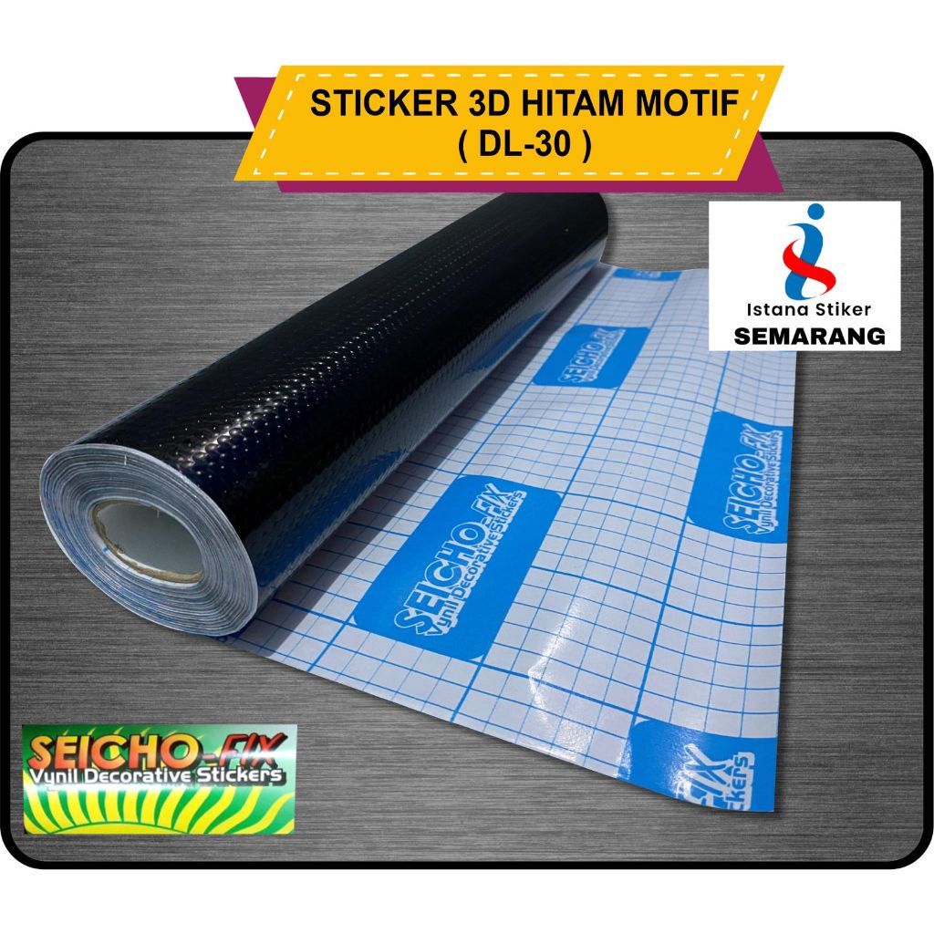 Stiker Skotlet Hitam Glossy Motif 3D DL-30 1 Roll (45cm x 15m)