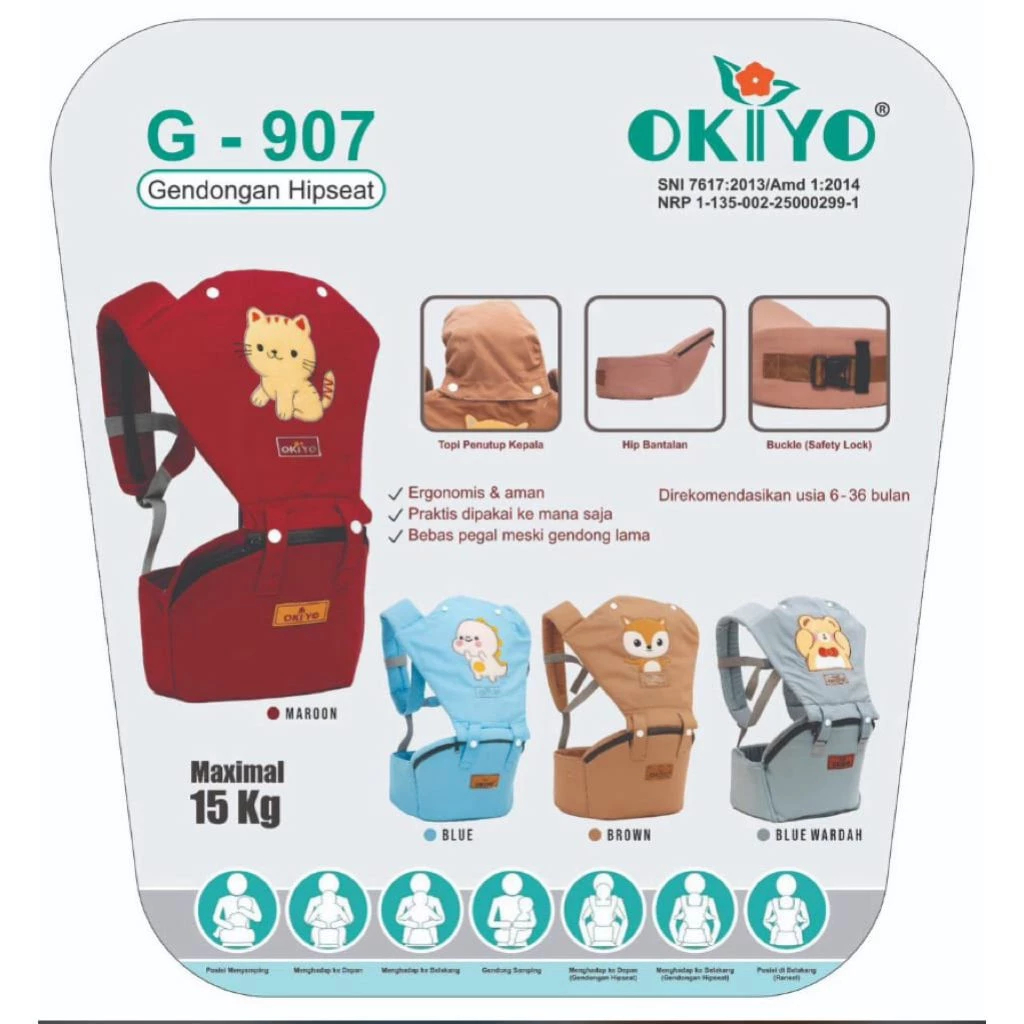 OKIYO Gendongan Hipseat Baby / Gendongan Depan Nyaman & Berkualitas