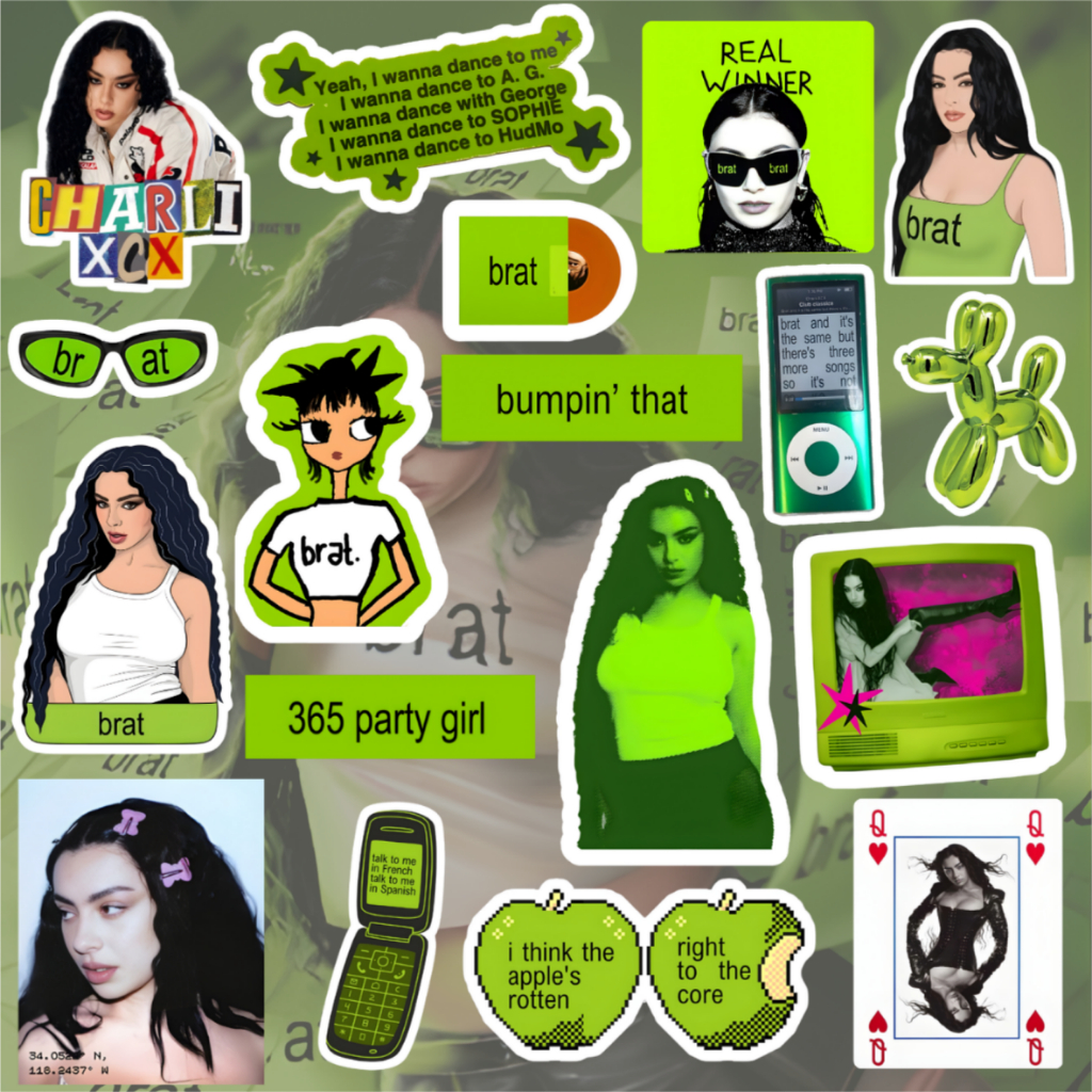 Charli XCX Sticker Pack Vinyl Matte Aesthetic Brat Pop Electro Music Laptop Tumbler Case HP HD Quali